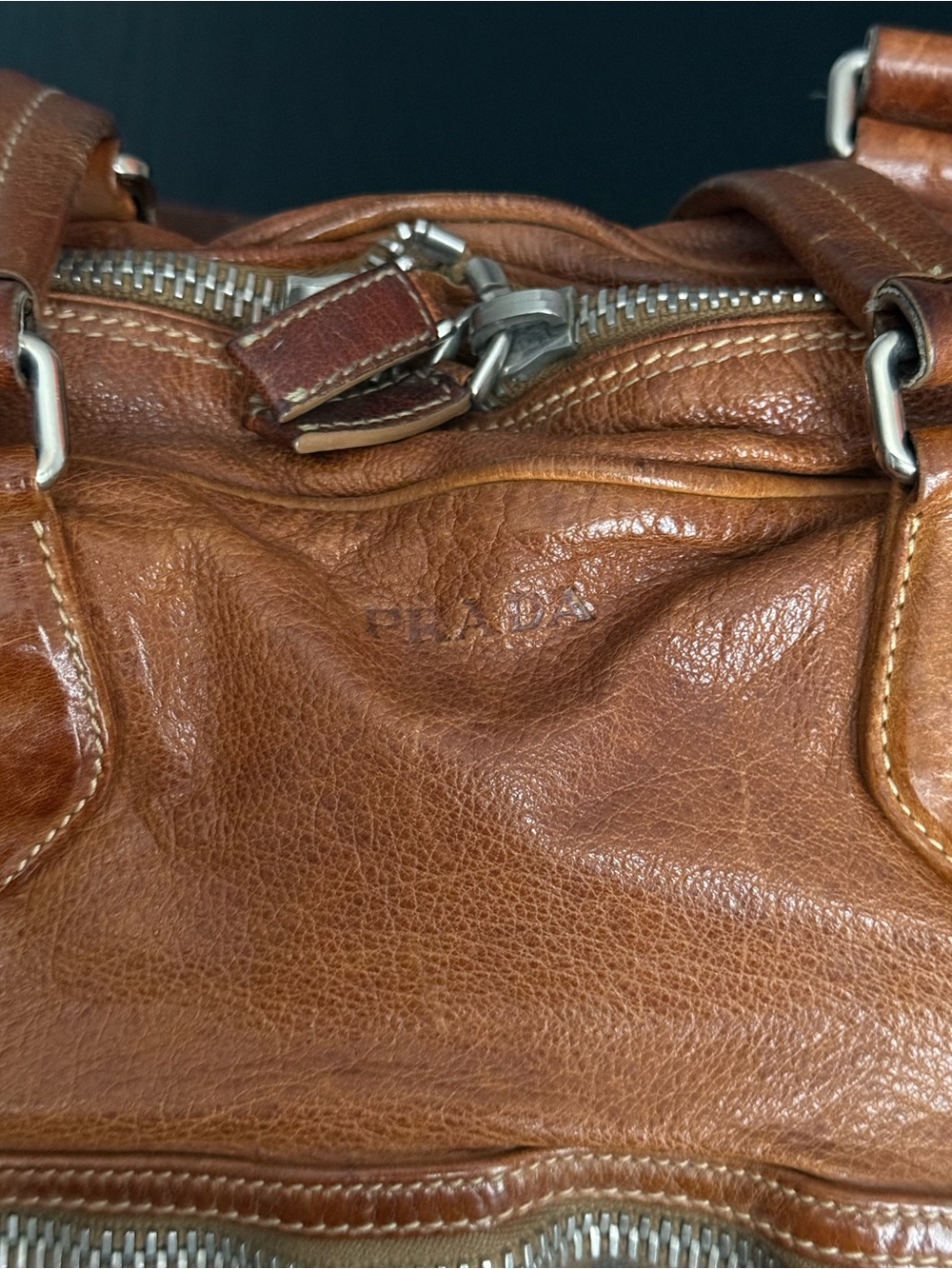 Prada Washed Buffalo Cargo Bag Cuoio - Picture 3 of 16